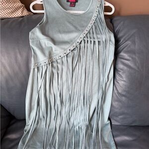 Rock & Roll Denim Sleeveless Dress in Teal